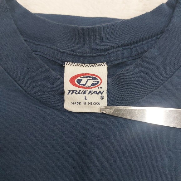 Vintage Y2K Cleveland Indians Navy Blue True Fan Graphic T-Shirt Size Large - Picture 6 of 9